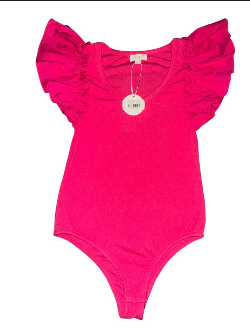 ODDI Hot Pink Ruffle Sleeve Bodysuit